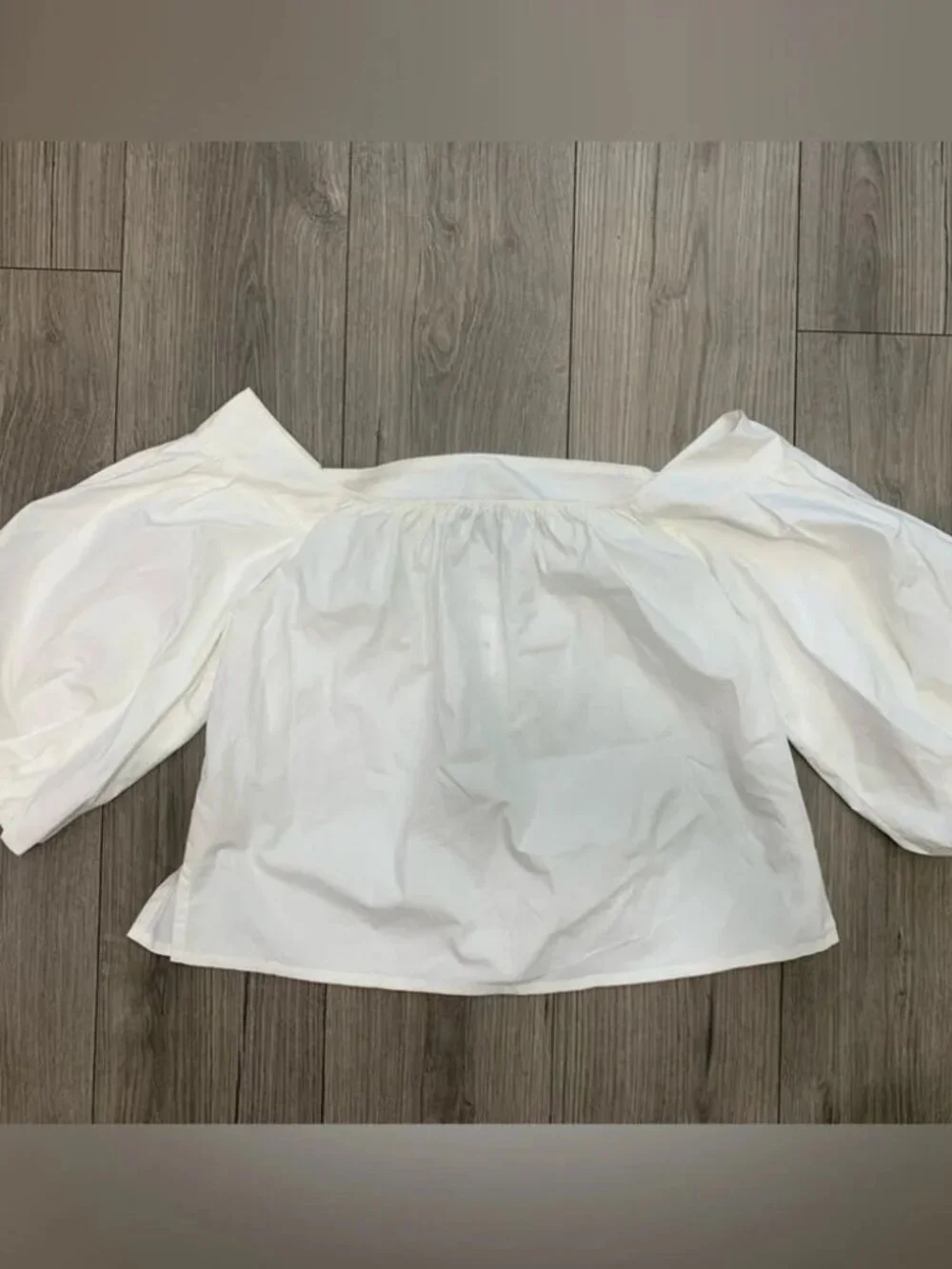 Free People x Mare Mare White Off Shoulder Puff Sleeve Crop Top Blouse L